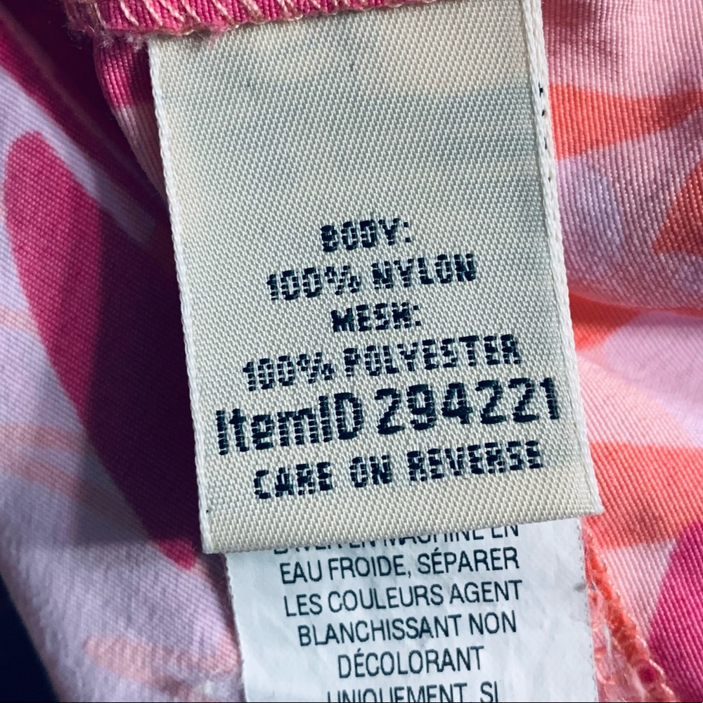 LL Bean Womens Floral Nylon Outdoor Hiking Casual Shorts Pink Orange Size L - Picture 3 of 4